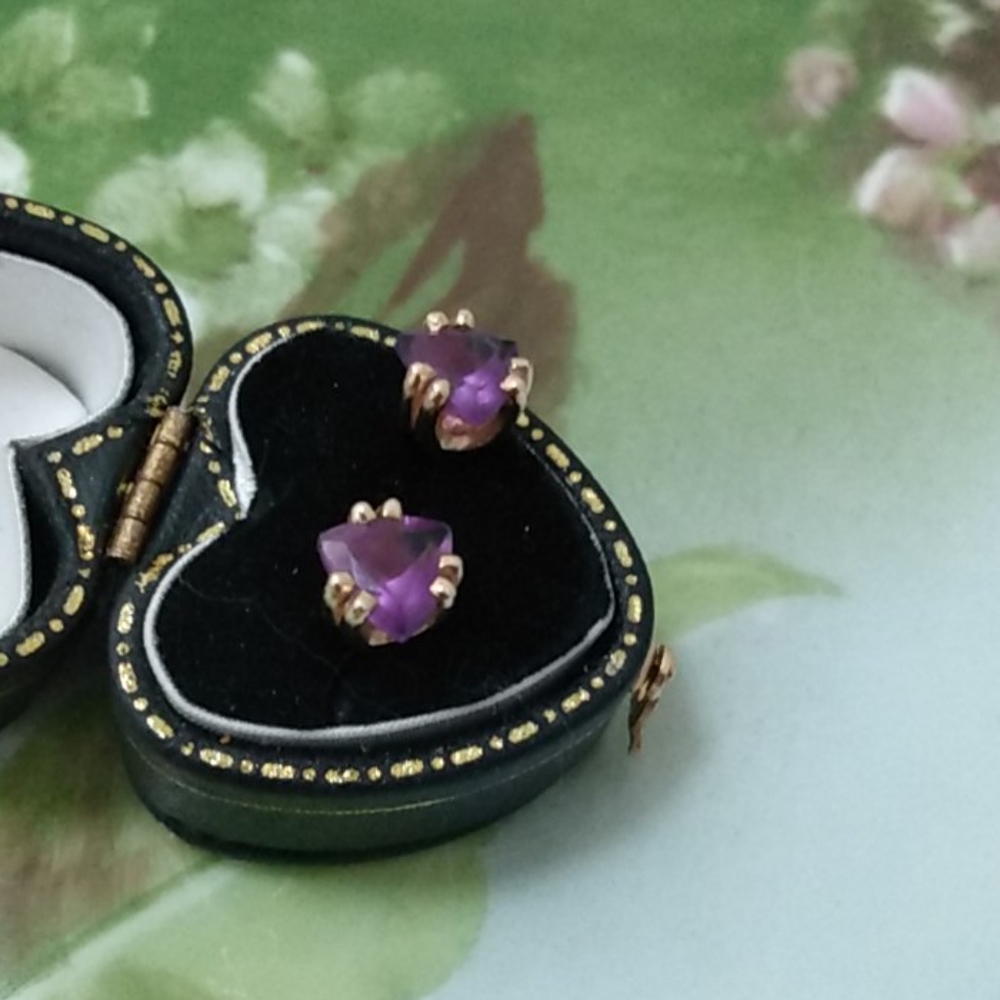 Genuine Amethyst and 14K gold Earrings